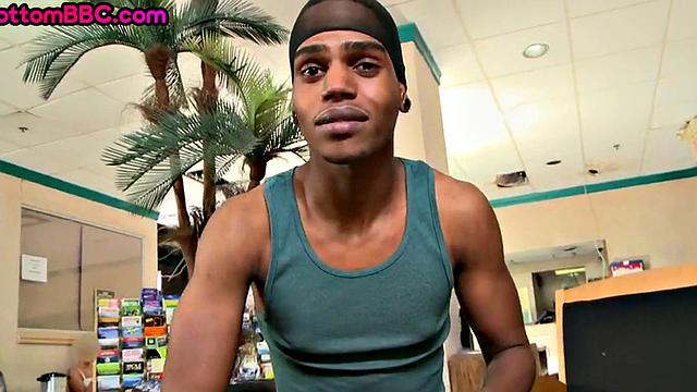 Real nubian thug deepthroating a white guy