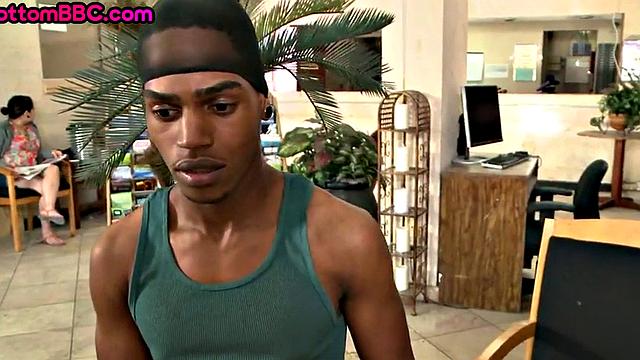 Real nubian thug deepthroating a white guy