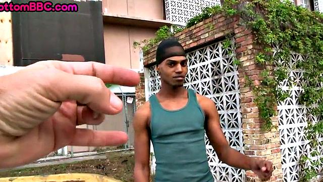 Real nubian thug deepthroating a white guy