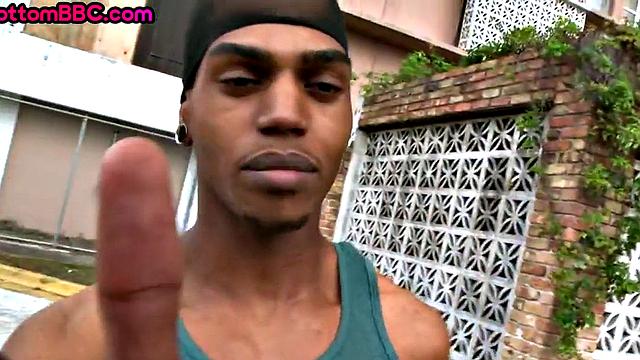 Real nubian thug deepthroating a white guy