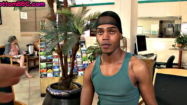 Real nubian thug deepthroating a white guy