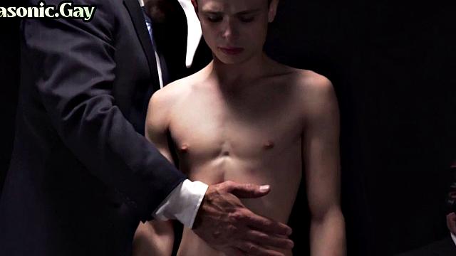 Shaved candidate assfingered by masters