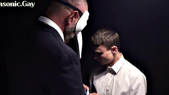 Shaved candidate assfingered by masters