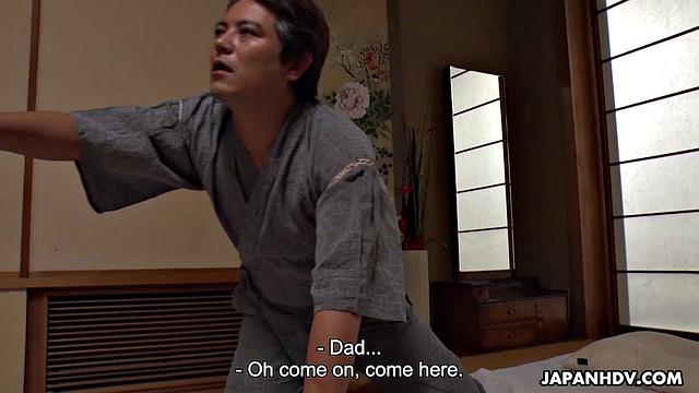 Cheating wife Emi Sasaki is seduced by her father-in-law