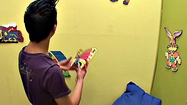 Latinos Gerardo and Bernard know just how to break up the day by taking some time to roll around on the floor. A well placed hand gets the mood going and soon the horny twinks are naked and sucking on big uncut cocks.