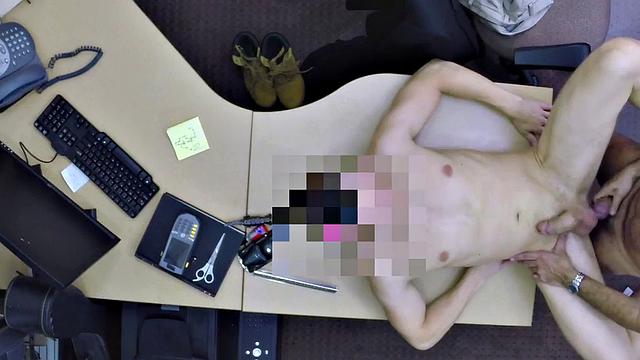 Facial gaypawn rims and fucks shop owner in office