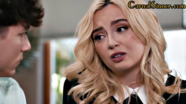 Cute blonde babe pounded anally by lover