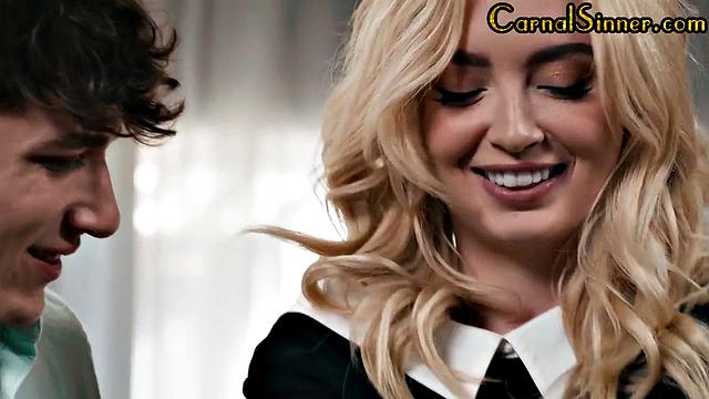 Cute blonde babe pounded anally by lover