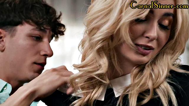 Cute blonde babe pounded anally by lover