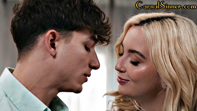 Cute blonde babe pounded anally by lover