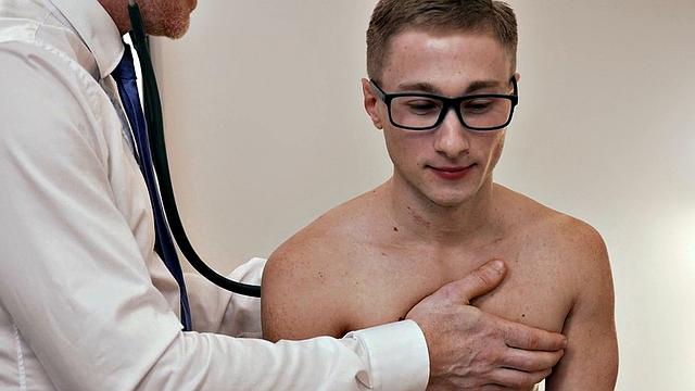 Petite twink fucked bareback by his doctor in the infirmary