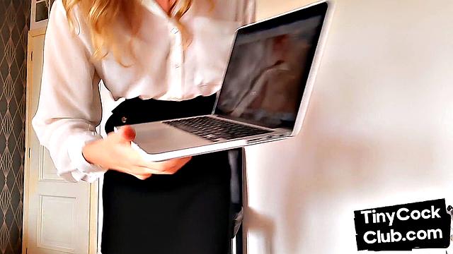 blonde babe commenting pics of small dicks