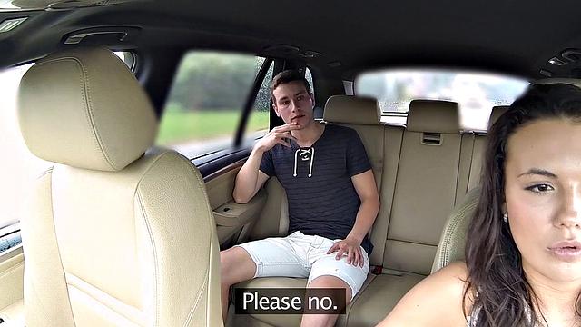 Cheating hubby gets his trimmed pussy licked & fucked in cab