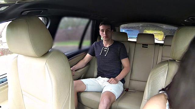 Cheating hubby gets his trimmed pussy licked & fucked in cab