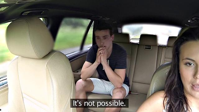 Cheating hubby gets his trimmed pussy licked & fucked in cab