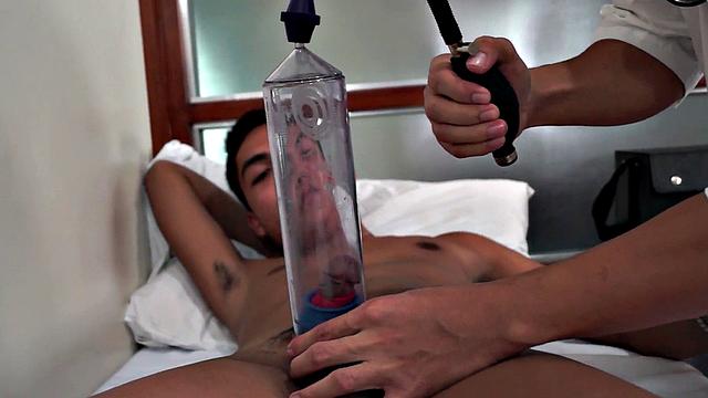 Pervert Asian doctor checks cock performance