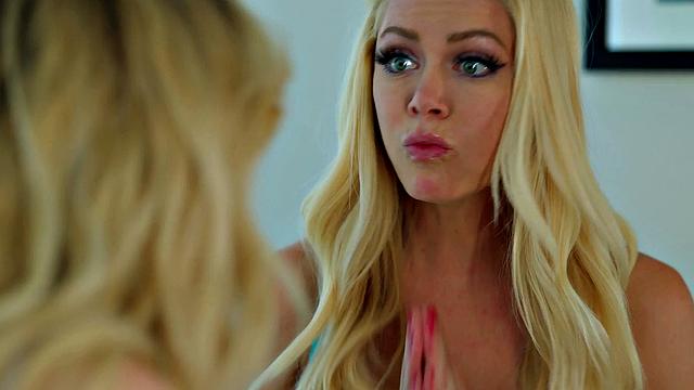 Big-titted seductive lesbian fucked by GF slut