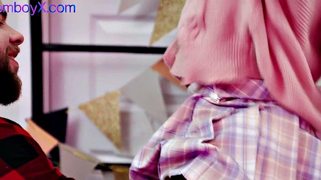 Pink wig and pantyhose femboy by top stud