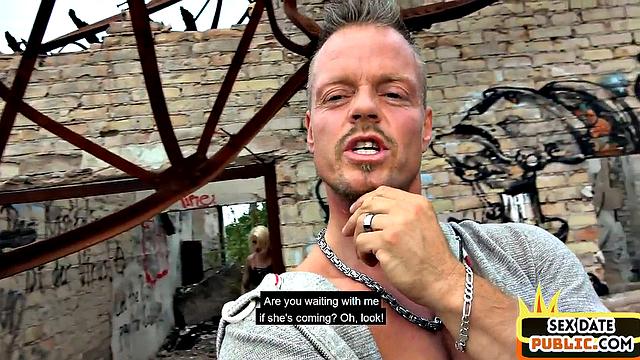 Public tattooed and pierced MILF fucked outdoors by sex date