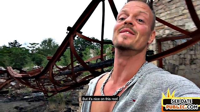 Public tattooed and pierced MILF fucked outdoors by sex date