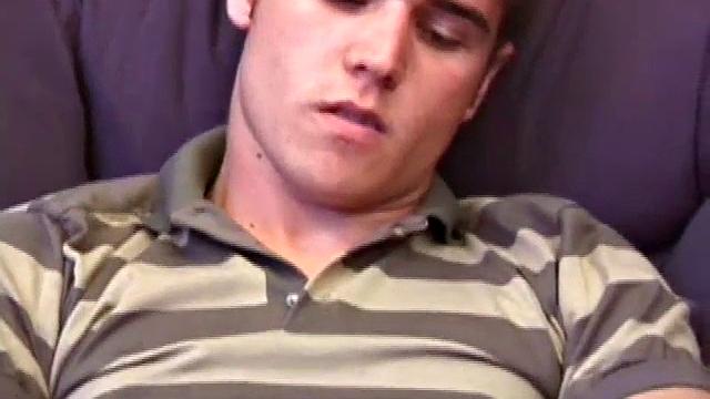 Austin pulls down his jeans and gets his cock hard. He stands to give us a good look at his tight body and hot ass, before sitting back down to jerk off.