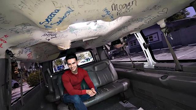 Real inked guy teasing in back of the van