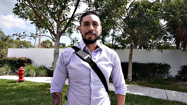 Real inked guy teasing in back of the van