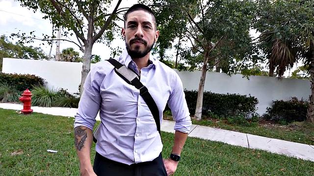 Real inked guy teasing in back of the van