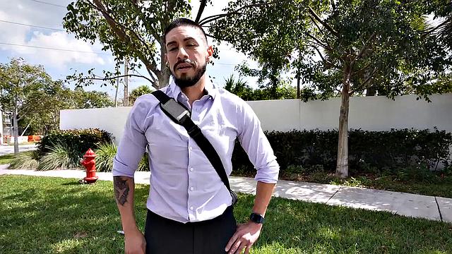 Real inked guy teasing in back of the van