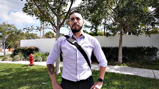 Real inked guy teasing in back of the van