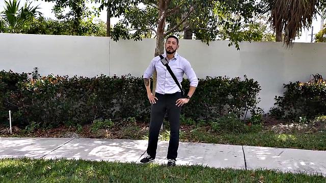 Real inked guy teasing in back of the van