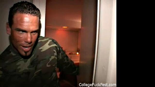 Naughty college chick gets her tight pussy licked and fucked hard in denim jeans