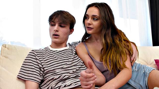 OUT OF THE FAMILY - Hot Teen Aften Opal Sucks And Fucks her BF Even If Stepmom Is Watching