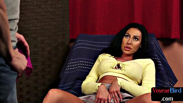 CFNM femdom voyeur teases guy who cums for her