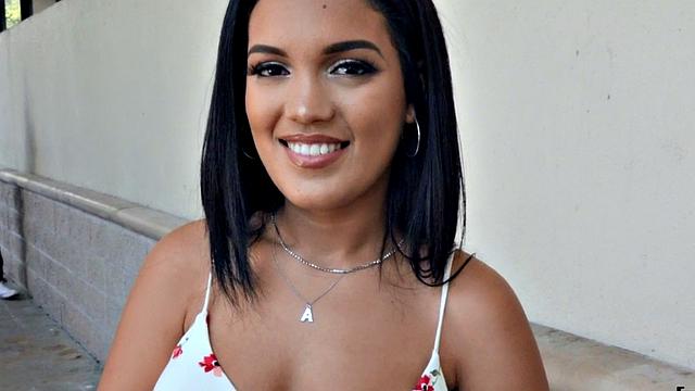 Watch this busty brunette get pounded in POV casting sex with big booty babe