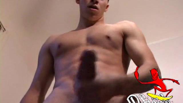 Always competitive, uber hot and horny Levi Davis tries to out cum his friend Alex. Ever ready with his massive dick, Levi works his meat to its full and upright potential, first through the leg of his shorts and then naked.