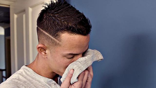 Inked jock bred by hunk after caught masturbating