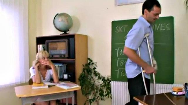 Schoolgirl fucks her tutor in fetish scene