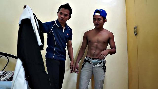 Asian skinny bottom twink barebacked by BF at home