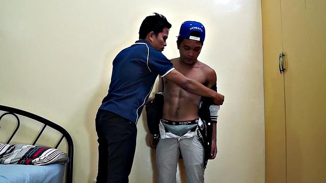 Asian skinny bottom twink barebacked by BF at home