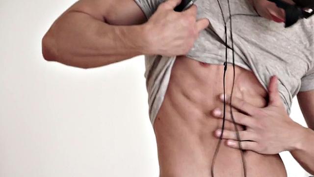 Handsome masked amateur stud masturbates and cums