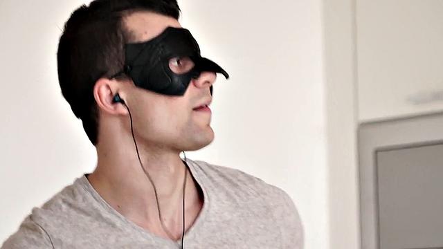 Handsome masked amateur stud masturbates and cums