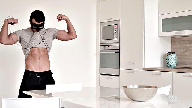 Handsome masked amateur stud masturbates and cums