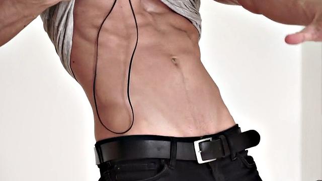 Handsome masked amateur stud masturbates and cums