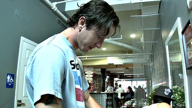 Picked up Ebony thug fucked by white top in cafe