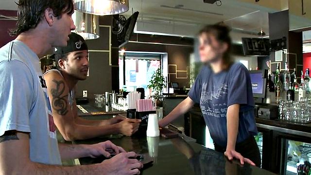 Picked up Ebony thug fucked by white top in cafe