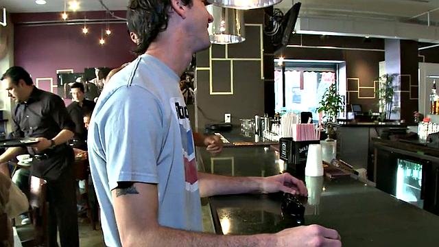 Picked up Ebony thug fucked by white top in cafe