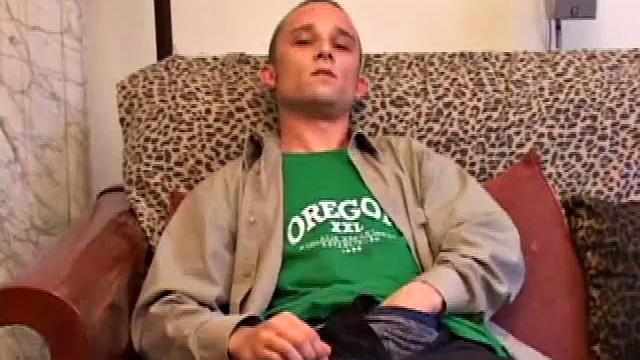 Amateur Casey Olson methodically strips down, as he works on his growing cock. Once naked and boned up, he strokes with determination. After bringing himself close to the edge, he explodes all over his chest.