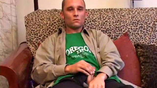 Amateur Casey Olson methodically strips down, as he works on his growing cock. Once naked and boned up, he strokes with determination. After bringing himself close to the edge, he explodes all over his chest.