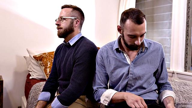 Bearded stepdad barebacked by bf in missionary